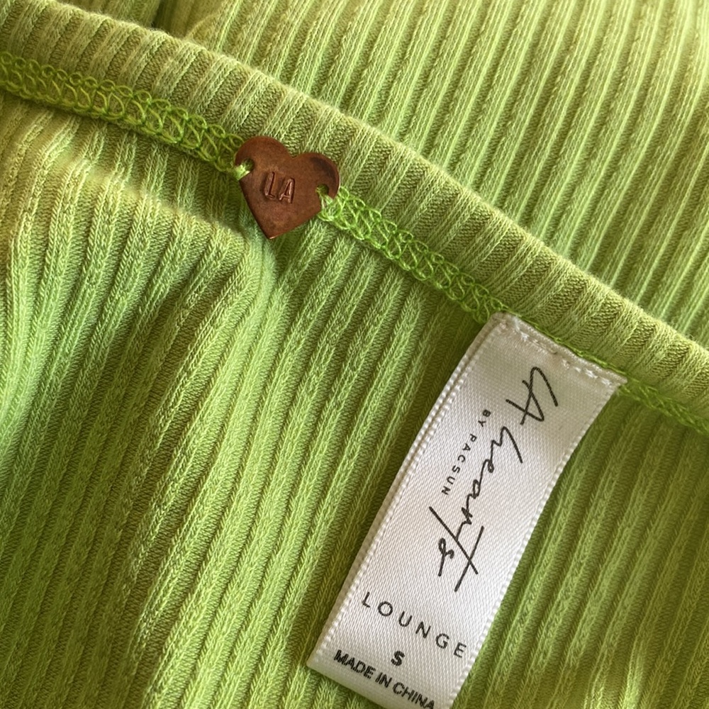 LA Hearts Pac Sun lime  ribbed fitted lounge sleeveless crop top S - Picture 4 of 7